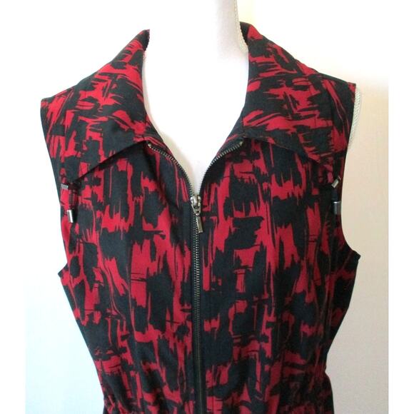 Chico's Weekends Women's Sleeveless Red & Black Full Zip Lightweight Jacket Lg. - Picture 2 of 10